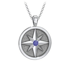 Men's Engravable North Star Disc Necklace with Gemstone – 10K Yellow Gold with Diamond