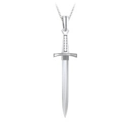 Men's Engravable Sword Necklace with Accent Stones