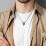 Men's Skull Necklace with Baguette Gemstone Mohawk – Sterling Silver with Blue Sapphire, Blue Topaz, and Cubic Zirconia