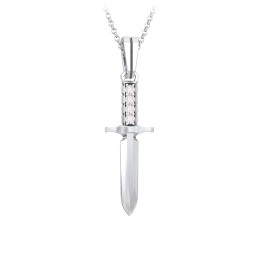 Men's Engravable Dagger Necklace with Gemstones