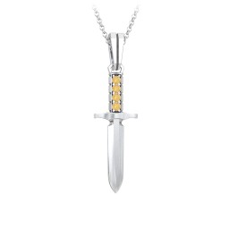 Men's Engravable Dagger Necklace with Gemstones