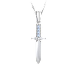 Men's Engravable Dagger Necklace with Gemstones