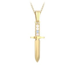 Men's Engravable Dagger Necklace with Gemstones