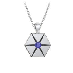 Men's Engravable Starburst Hexagon Necklace with Gemstone