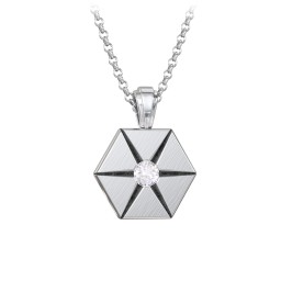 Men's Engravable Starburst Hexagon Necklace with Gemstone