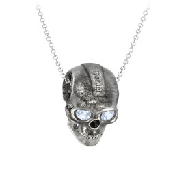 Men's Engravable Skull Necklace with Gemstone Eyes