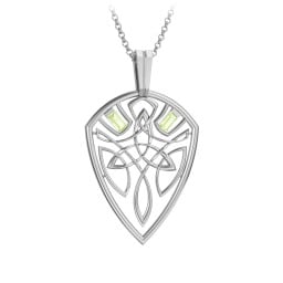 Men's Celtic Shield Necklace with Baguette Gemstones