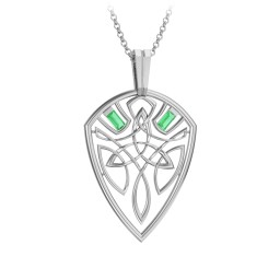 Men's Celtic Shield Necklace with Baguette Gemstones