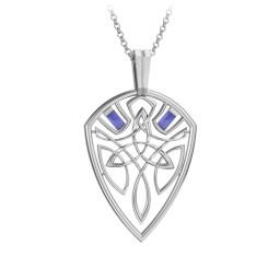 Men's Celtic Shield Necklace with Baguette Gemstones