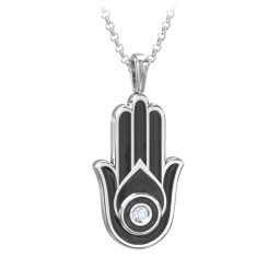 Men's Engravable Hamsa Gemstone Necklace with Cold Enamel