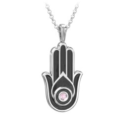 Men's Engravable Hamsa Gemstone Necklace with Cold Enamel