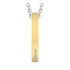 Men’s Engravable Vertical 3D Bar Necklace – Stainless Steel
