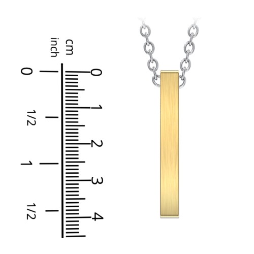 Men’s Engravable Vertical 3D Bar Necklace – Stainless Steel