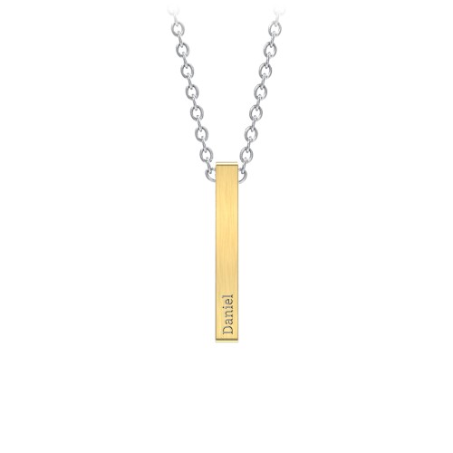 Men’s Engravable Vertical 3D Bar Necklace – Stainless Steel