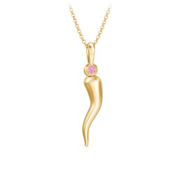 Men's Italian Horn Necklace with 2 Birthstones