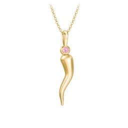 Men's Italian Horn Necklace with 2 Birthstones