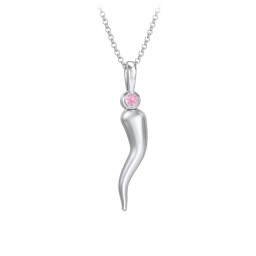 Men's Italian Horn Necklace with 2 Birthstones