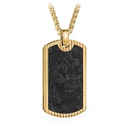 Men’s Engravable Stainless Steel Dog Tag Necklace with Carbon Fiber Inlay in Stainless Steel