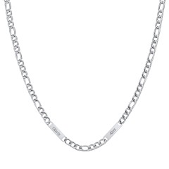 Men’s Figaro Chain with 2 Engravable Bars – Stainless Steel
