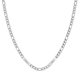 Men’s Figaro Chain with 2 Engravable Bars in Stainless Steel