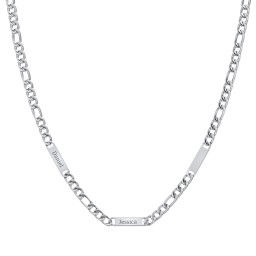 Men’s Figaro Chain with 3 Engravable Bars in Stainless Steel