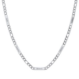 Men’s Figaro Chain with 5 Engravable Bars in Stainless Steel
