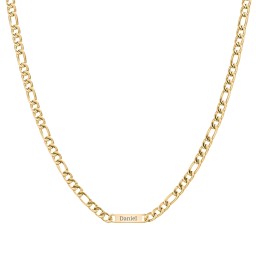 Men’s Figaro Chain with 1 Engravable Bar in Stainless Steel