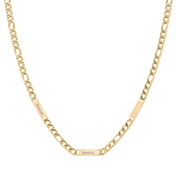 Men’s Figaro Chain with 3 Engravable Bars in Stainless Steel