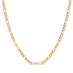 Men’s Figaro Chain with 3 Engravable Bars in Stainless Steel