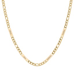 Men’s Figaro Chain with 4 Engravable Bars in Stainless Steel