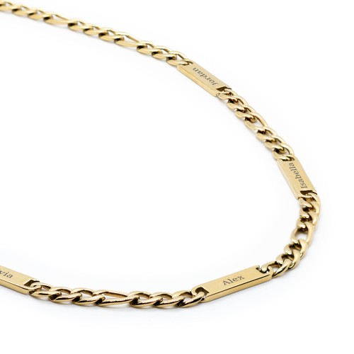Men’s Figaro Chain with 4 Engravable Bars – Stainless Steel