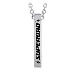 Men’s Engravable SUPERDAD Stainless 3D Bar Necklace in Stainless Steel
