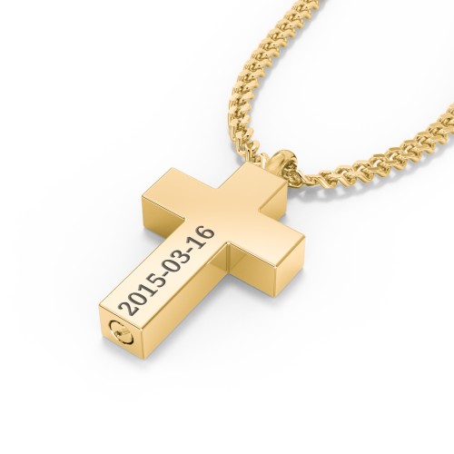 Men's Engravable Cross Urn Necklace - Yellow Ion-Plated – Stainless Steel