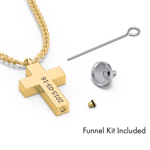 Men's Engravable Cross Urn Necklace - Yellow Ion-Plated – Stainless Steel