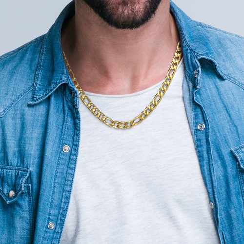 Men's 22" Figaro Chain Necklace in Stainless Steel - 10mm – Stainless Steel
