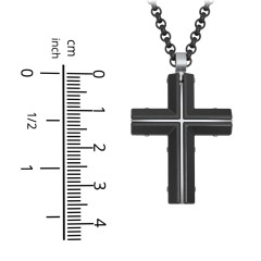 Engravable Black Steel Cross with Stainless Steel Detailing