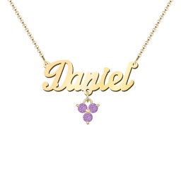 Personalised Name Necklace in 18K Gold Plated Silver with Amethyst