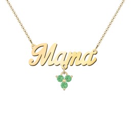 Personalised Name Necklace in 18K Gold Plated Silver with Emerald