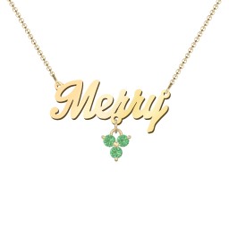 Personalised Name Necklace in 18K Gold Plated Silver with Emerald
