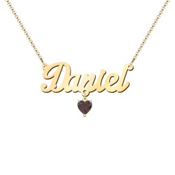 Personalised Name Necklace in 18K Gold Plated Silver with Garnet