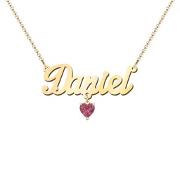 Personalised Name Necklace in 18K Gold Plated Silver with Pink Tourmaline