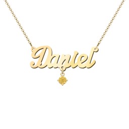 Personalised Name Necklace in 18K Gold Plated Silver with Blue Topaz and Citrine