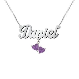 Personalised Name Necklace in 925 Sterling Silver with Amethyst