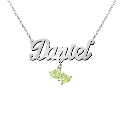 Personalised Name Necklace in 925 Sterling Silver with Peridot
