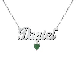 Personalised Name Necklace in 925 Sterling Silver with Emerald