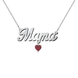 Personalised Name Necklace in 925 Sterling Silver with Ruby