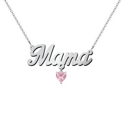 Personalised Name Necklace in 925 Sterling Silver with Pink Tourmaline