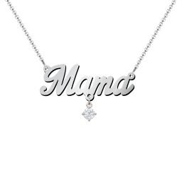 Personalised Name Necklace in 925 Sterling Silver with Blue Sapphire