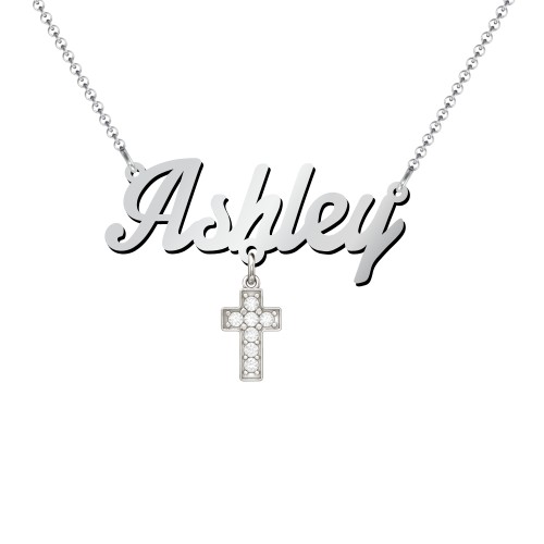 Personalised Name Necklace – Sterling Silver with White Premium Zirconia