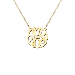 Monogram Name Pendant in 18K Gold Plated Silver with Blue Topaz, Emerald, and Aquamarine